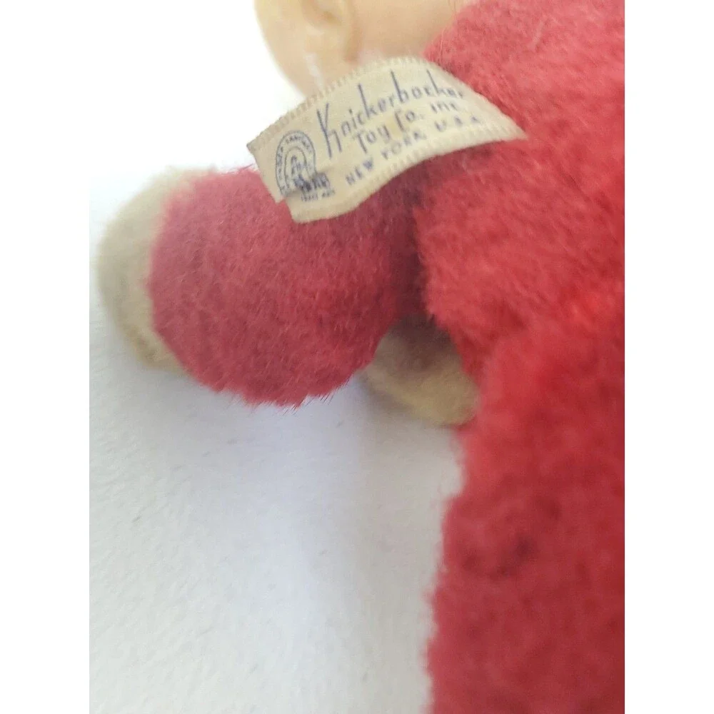 Vtg 1955Knickerbocker Toys BABY SANTA Rubber Face Plush Christmas Toy w/Tag Read